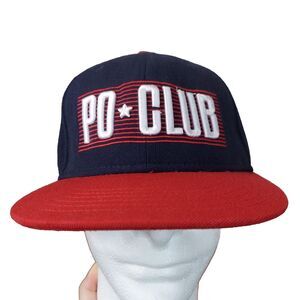 Po*Club Routine Baseball Cap Hat Red Blue Size 7 5/8 Fitted Men's Embroidered